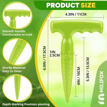 Seed planter tool, 17.5 cm Dibber garden tool, plastic seed dibbler for plants, bulb digger garden planter V1259-DP01-A-1647