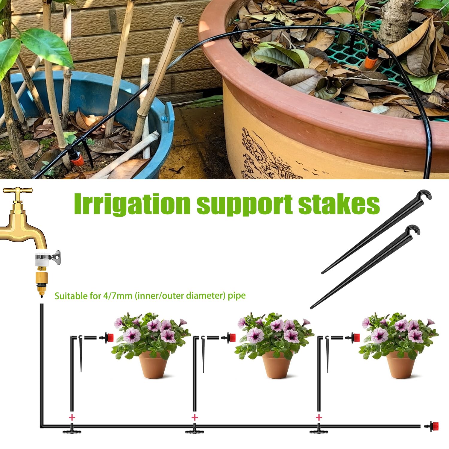 Petluno 100 Pieces Irrigation Dripper Stakes, Dripper Support for Irrigation, for 4/7 mm Hose, Vegetable V1259-DP01-A-1650