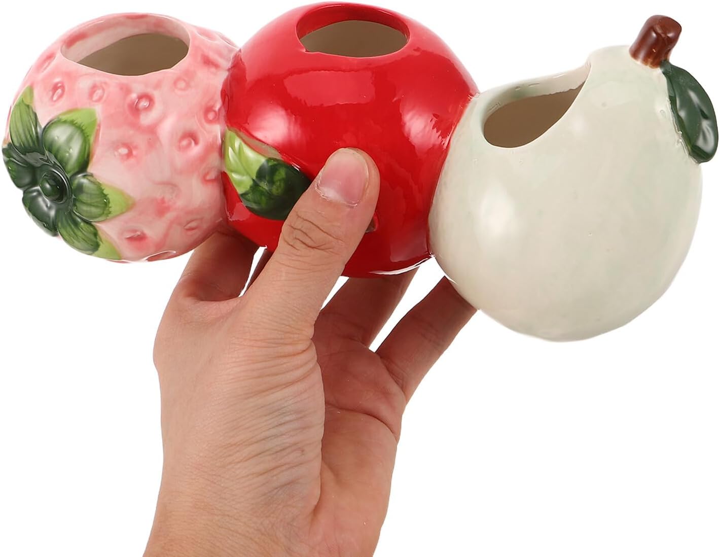 Petluno Ceramic Vase in Strawberry Shape Sturdy Durable Flower Pot for Hydroponic Cuttings Decorative Fruit V1259-DP01-A-1651