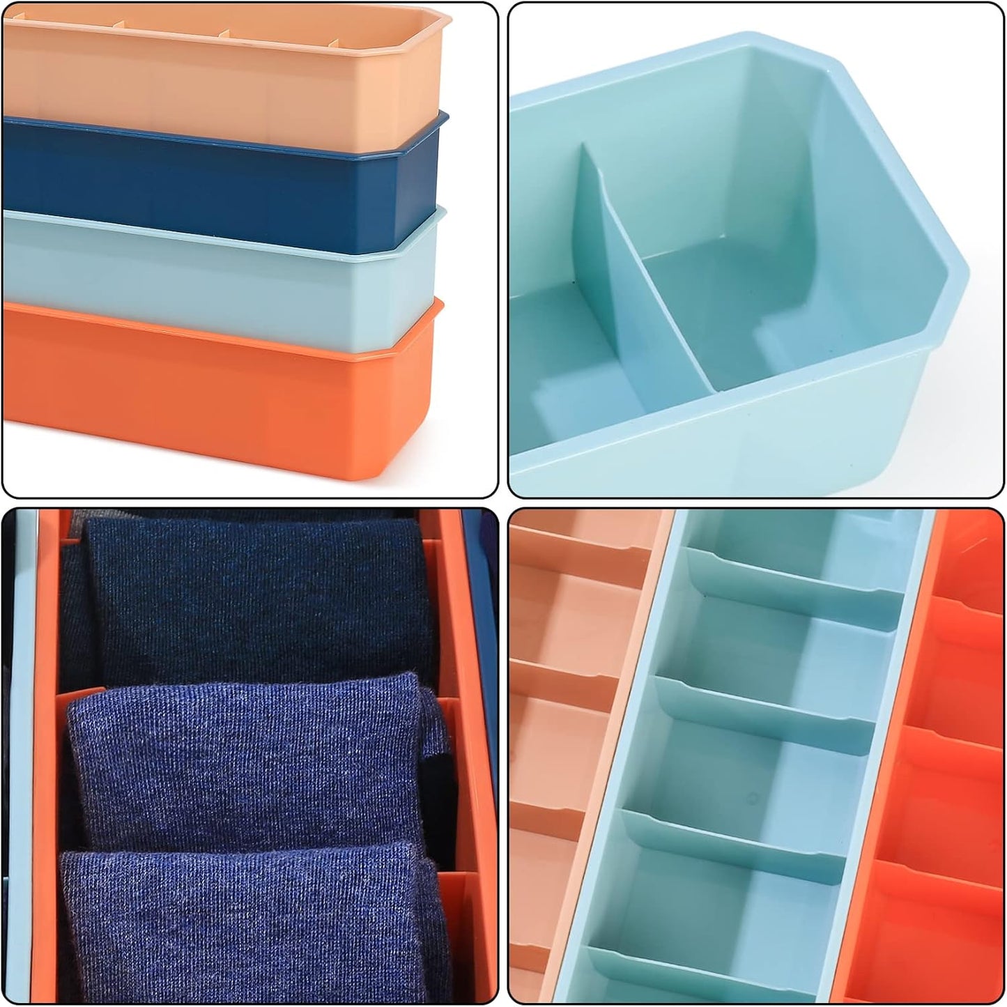 4 pieces of sock and underwear storage boxes, wardrobe organizer, drawer divider for home V1259-DP01-A-1663