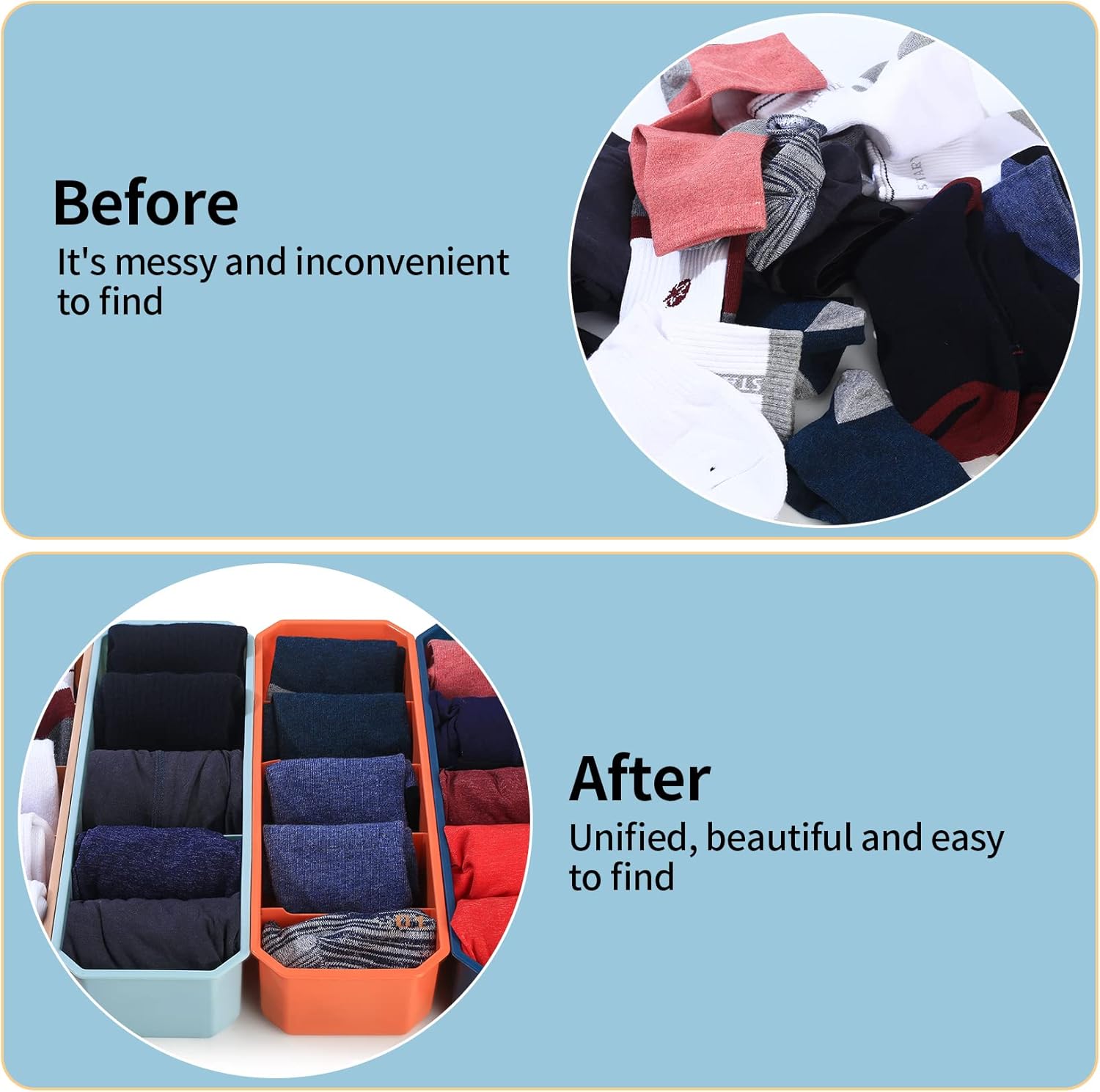 4 pieces of sock and underwear storage boxes, wardrobe organizer, drawer divider for home V1259-DP01-A-1663