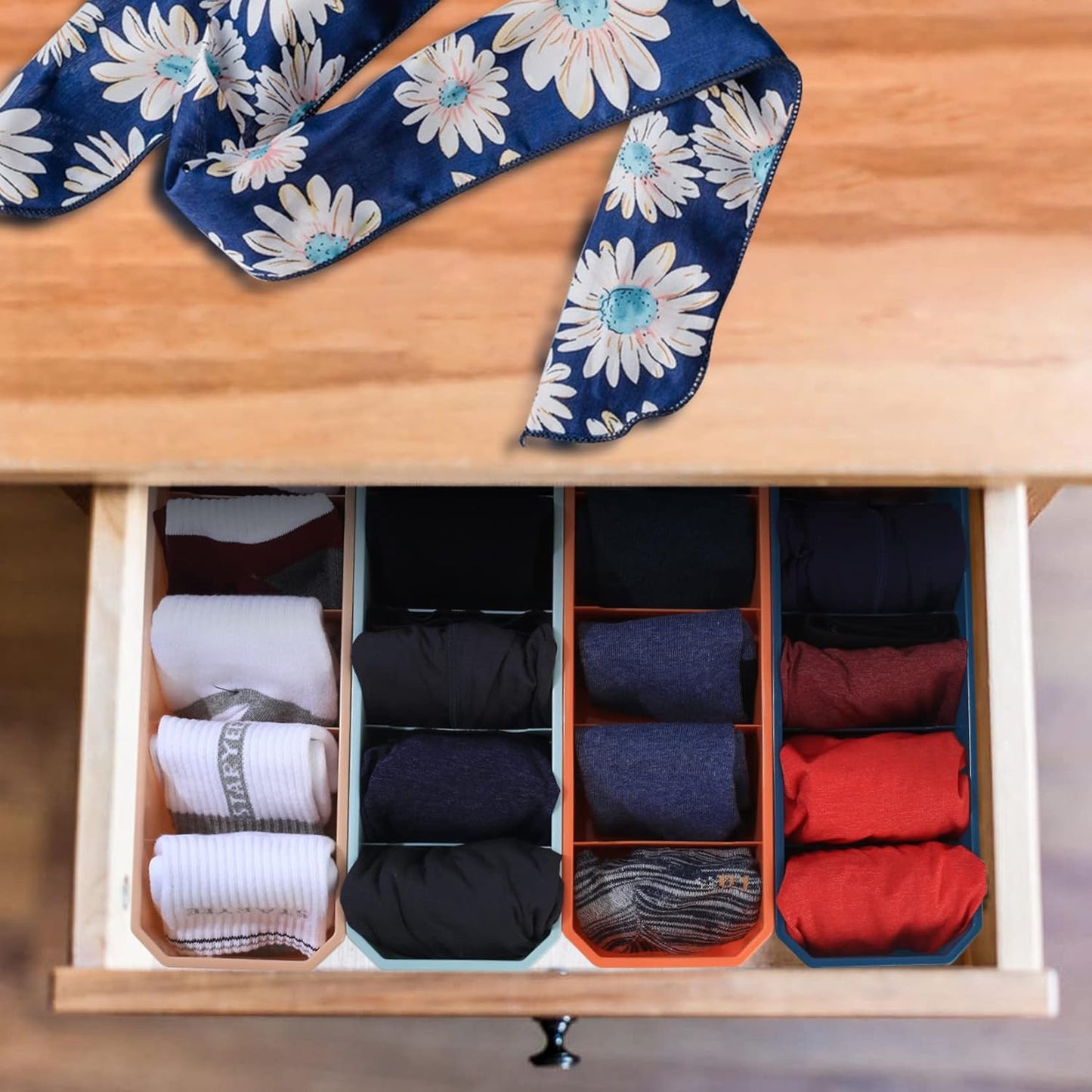 4 pieces of sock and underwear storage boxes, wardrobe organizer, drawer divider for home V1259-DP01-A-1663