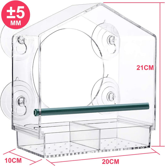 Strong suction window bird feeder, large capacity window bird feeder with removable seed tray and drainage V1259-DP01-A-1665