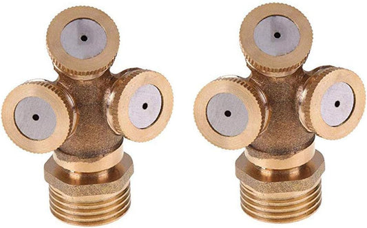 2 PCS 3 Hole Brass Atomizing Nozzle Mist Water, Brass Garden Spray Sprinkler for Gardening and Agriculture V1259-DP01-A-1672