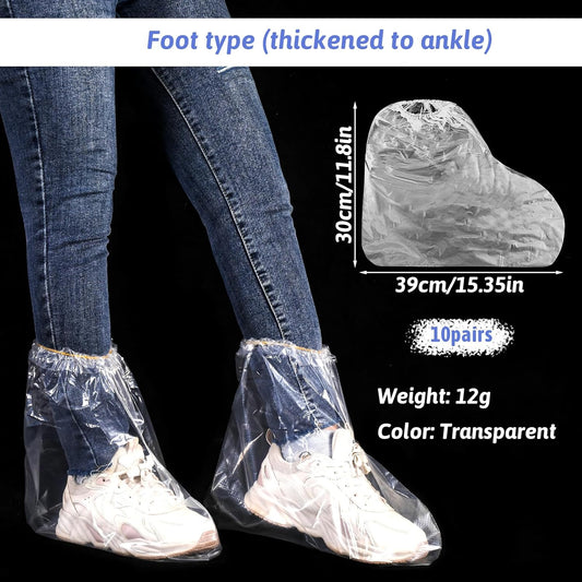 10 pairs of waterproof rain shoe covers with elastic bands, disposable shoe covers for men and women, V1259-DP01-A-1677