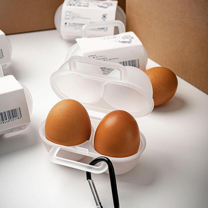 3 pieces egg holders for 2 eggs, egg box, portable egg case with carabiner, egg holder, plastic, transparent, V1259-DP01-A-1686