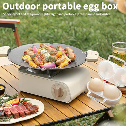 3 pieces egg holders for 2 eggs, egg box, portable egg case with carabiner, egg holder, plastic, transparent, V1259-DP01-A-1686