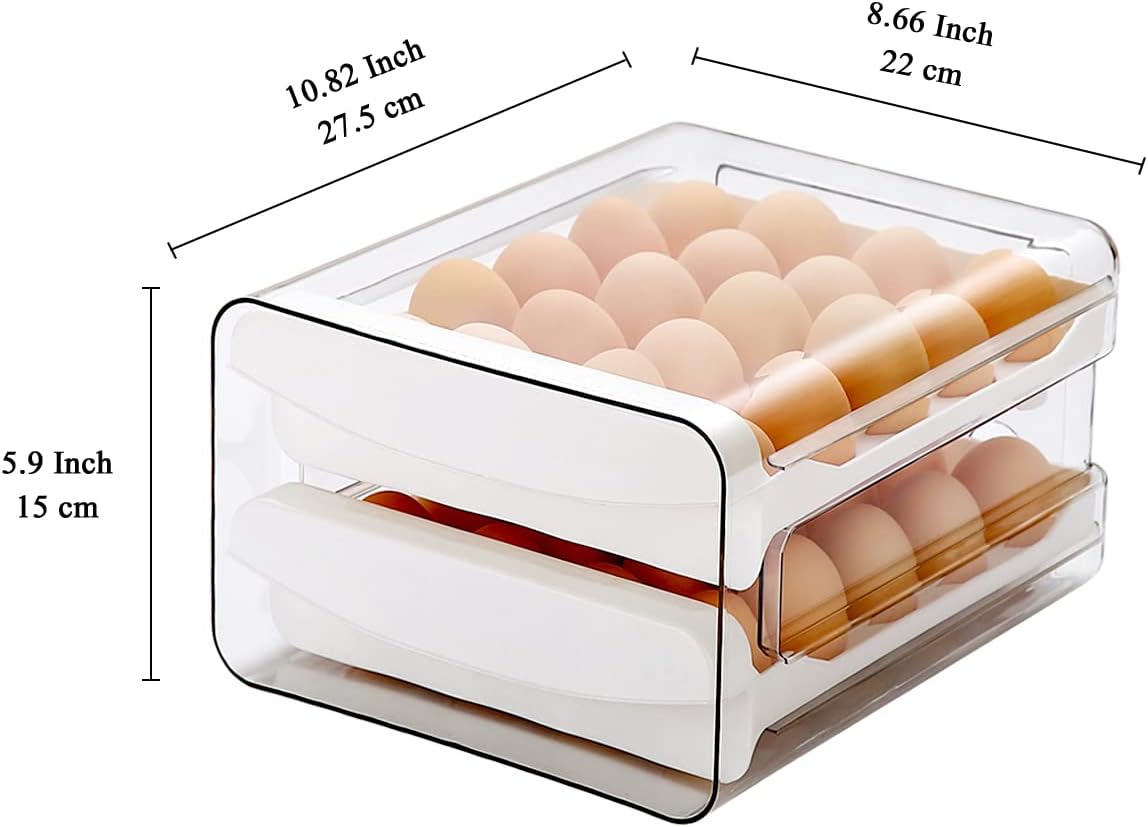 Petluno Egg Container for Fridge, 40 Grid/2 Tier Egg Holder, Fresh Egg Storage Box, Egg Tray and Egg Storage, V1259-DP01-A-1688