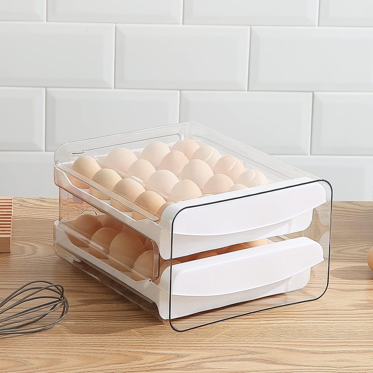Petluno Egg Container for Fridge, 40 Grid/2 Tier Egg Holder, Fresh Egg Storage Box, Egg Tray and Egg Storage, V1259-DP01-A-1688