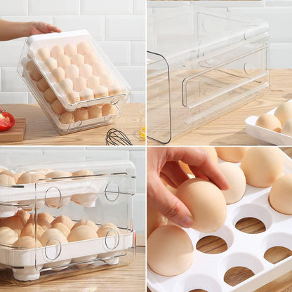 Petluno Egg Container for Fridge, 40 Grid/2 Tier Egg Holder, Fresh Egg Storage Box, Egg Tray and Egg Storage, V1259-DP01-A-1688
