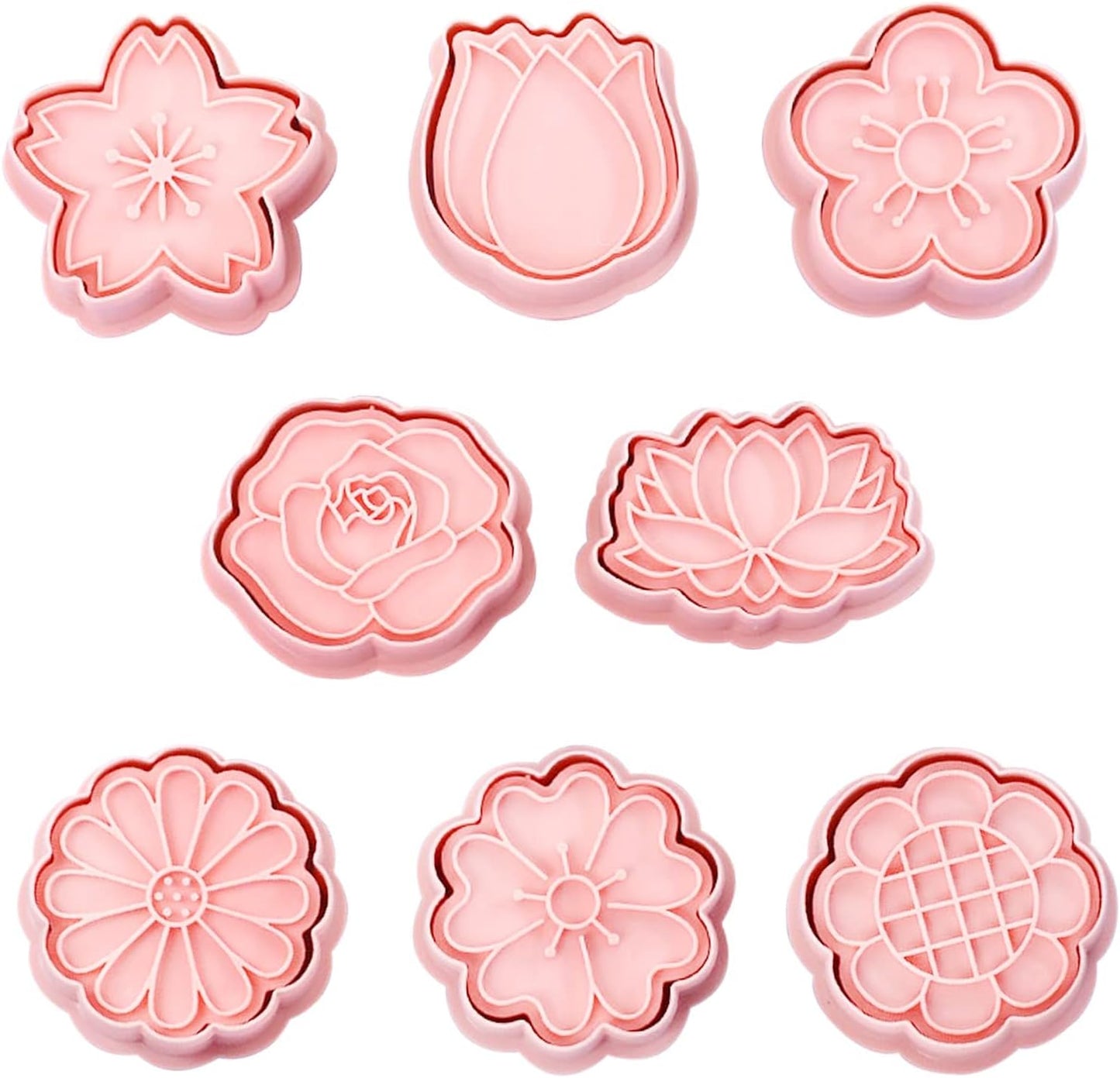 Set of 8 cookie cutters for kids, 3D cookie cutter, flower shape, cookie shape, DIY, baking cakes, tool, V1259-DP01-A-1694