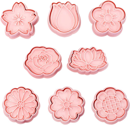 Set of 8 cookie cutters for kids, 3D cookie cutter, flower shape, cookie shape, DIY, baking cakes, tool, V1259-DP01-A-1694
