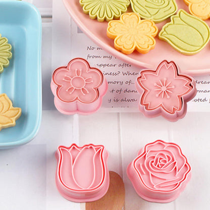 Set of 8 cookie cutters for kids, 3D cookie cutter, flower shape, cookie shape, DIY, baking cakes, tool, V1259-DP01-A-1694