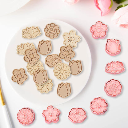 Set of 8 cookie cutters for kids, 3D cookie cutter, flower shape, cookie shape, DIY, baking cakes, tool, V1259-DP01-A-1694