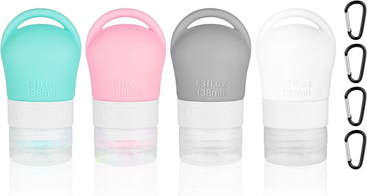Petluno Travel Bottles, set of 4, 38 ml, refillable, toiletries, travel set, travel size, leak-proof silicone V1259-DP01-A-1699