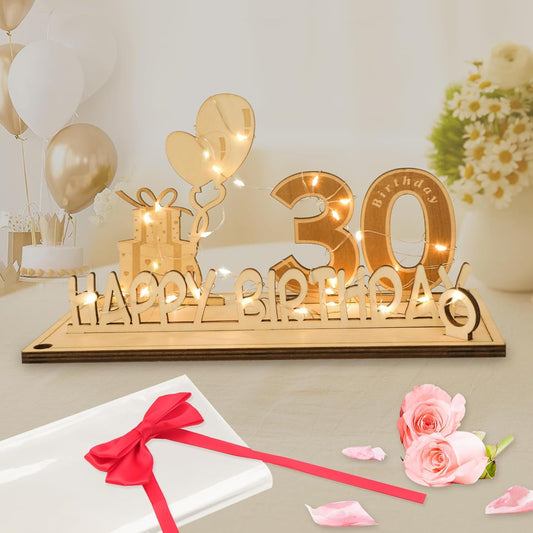 Original 30th birthday money gift wooden anniversary guest book present for men and women with LED light V1259-DP01-A-1715