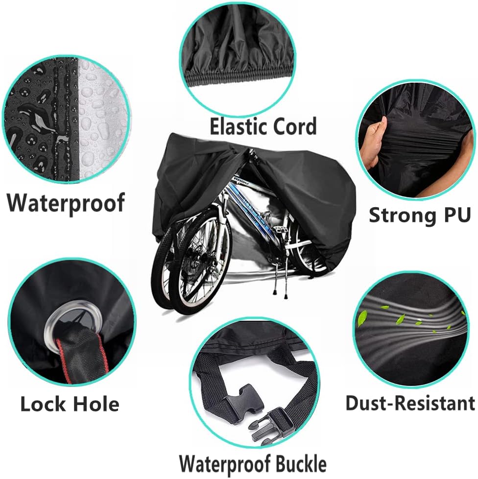 Bike covers for 2-3 e-bikes, rain, sun, UV, dustproof, waterproof, with lock hole, mountain and road V1259-DP01-A-1718