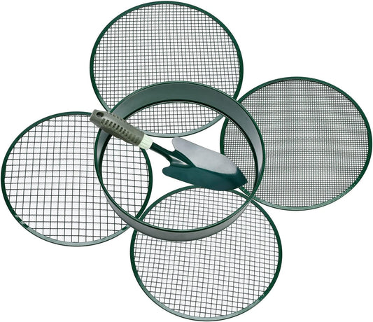 Garden sieve, soil sieve with interchangeable mesh sizes 3, 6, 9 and 12 mm, perfect garden tool for sifting V1259-DP01-A-1737