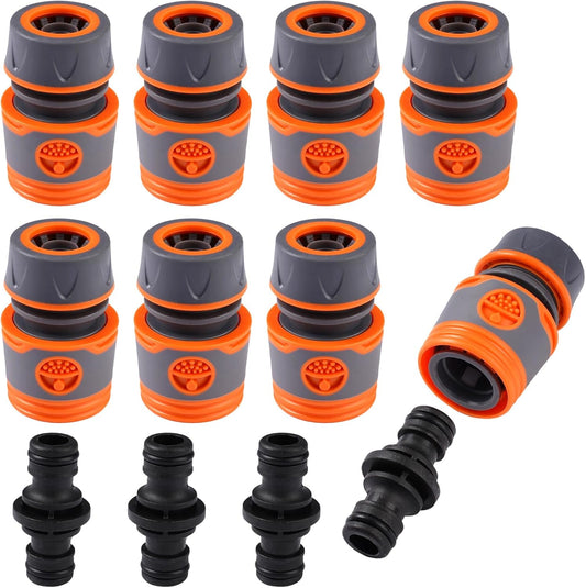 8 pieces garden hose connector 1/2 inch, garden hose fittings, hose coupling, double plug, hose connector V1259-DP01-A-1739