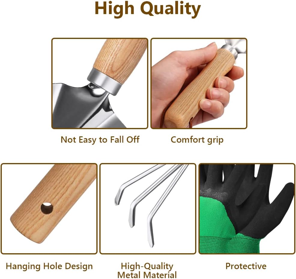 Petluno Garden Tool Set, 3-piece garden tool, stainless steel hand tools, gift set with ergonomic handles, V1259-DP01-A-1740