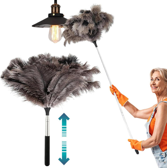 Feather duster, extendable, telescopic cleaning cloth, washable, ostrich feathers, cobweb duster with V1259-DP01-A-1743