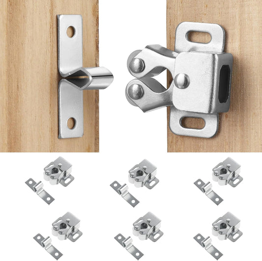 Petluno 6 pack double roller cabinet lock, roller catch hardware for cupboard kitchen cabinet door locks, V1259-DP01-A-1751