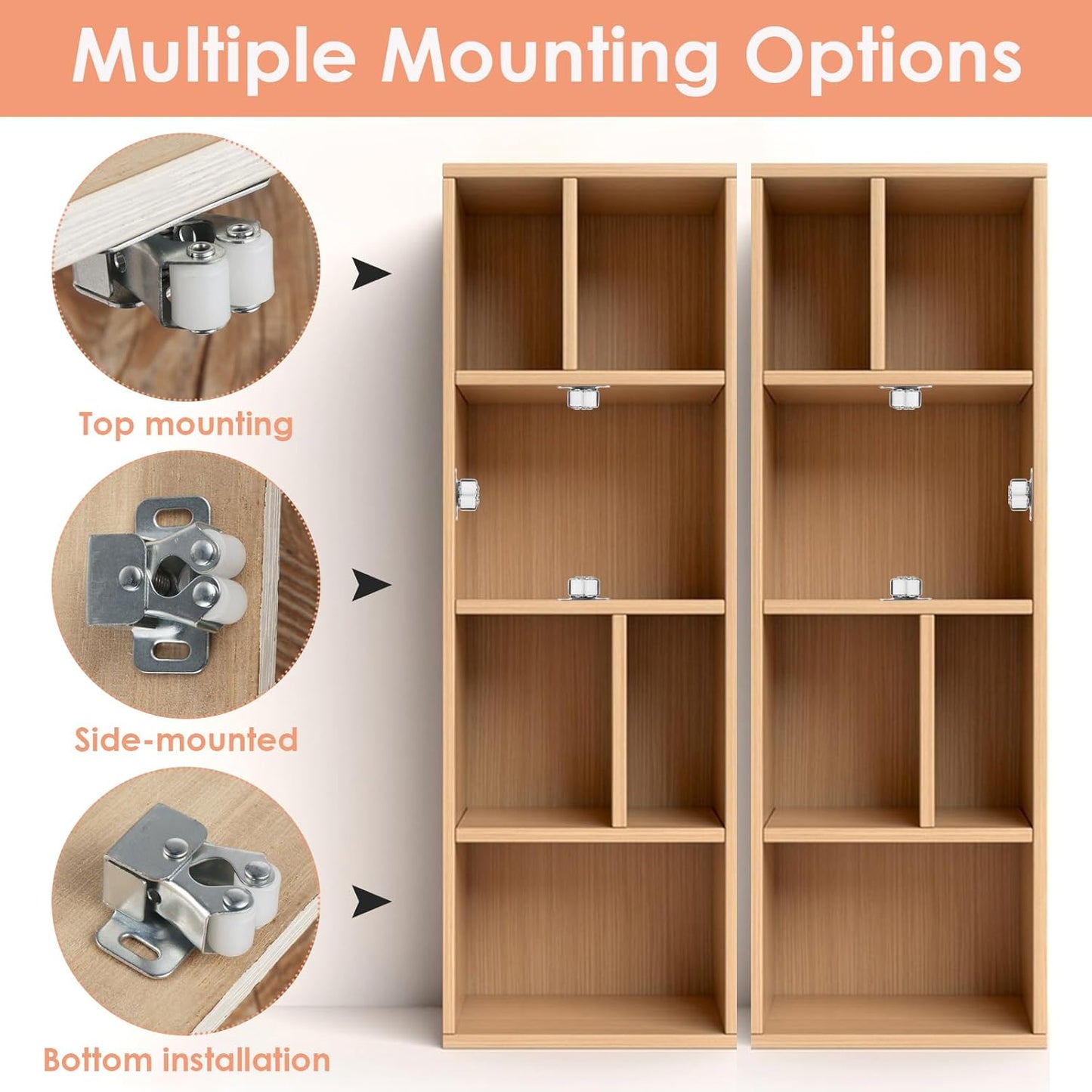 Petluno 6 pack double roller cabinet lock, roller catch hardware for cupboard kitchen cabinet door locks, V1259-DP01-A-1751