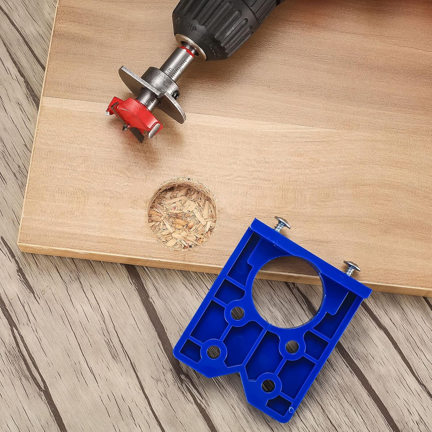 35 mm hinge drill set with hinge hole and hinge template, drill guide, power drill accessory, for concealed V1259-DP01-A-1759