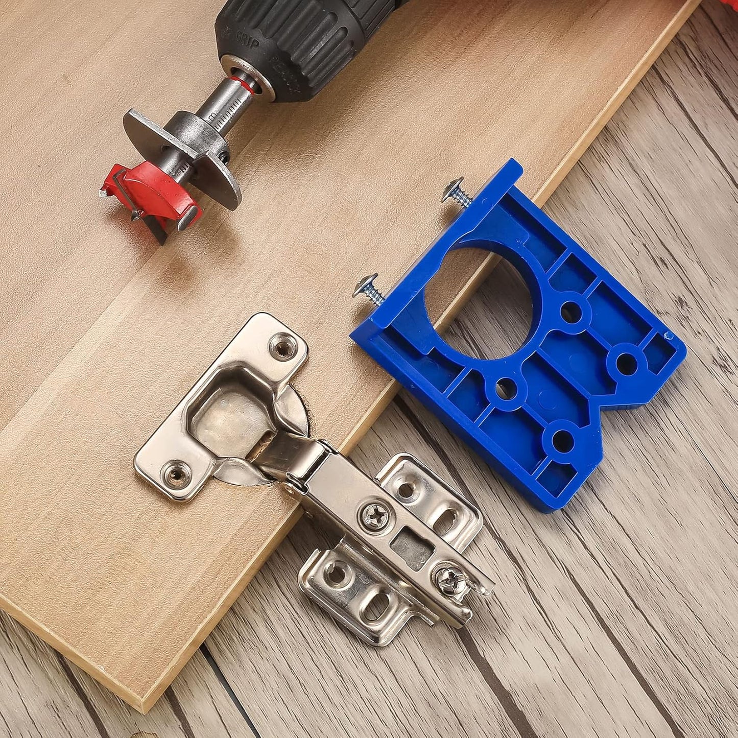 35 mm hinge drill set with hinge hole and hinge template, drill guide, power drill accessory, for concealed V1259-DP01-A-1759