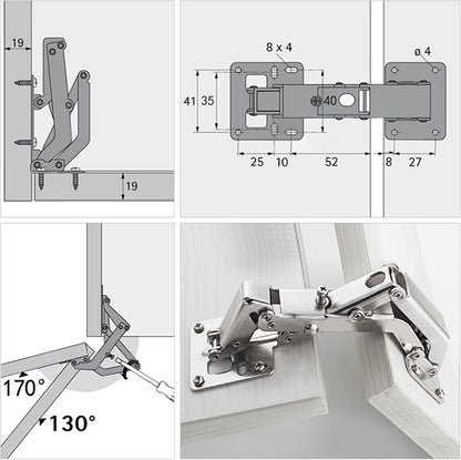 Spring-loaded hinge, 170 degrees, for kitchen cabinets, door hinges, large angle door hinges, angle stop, V1259-DP01-A-1760