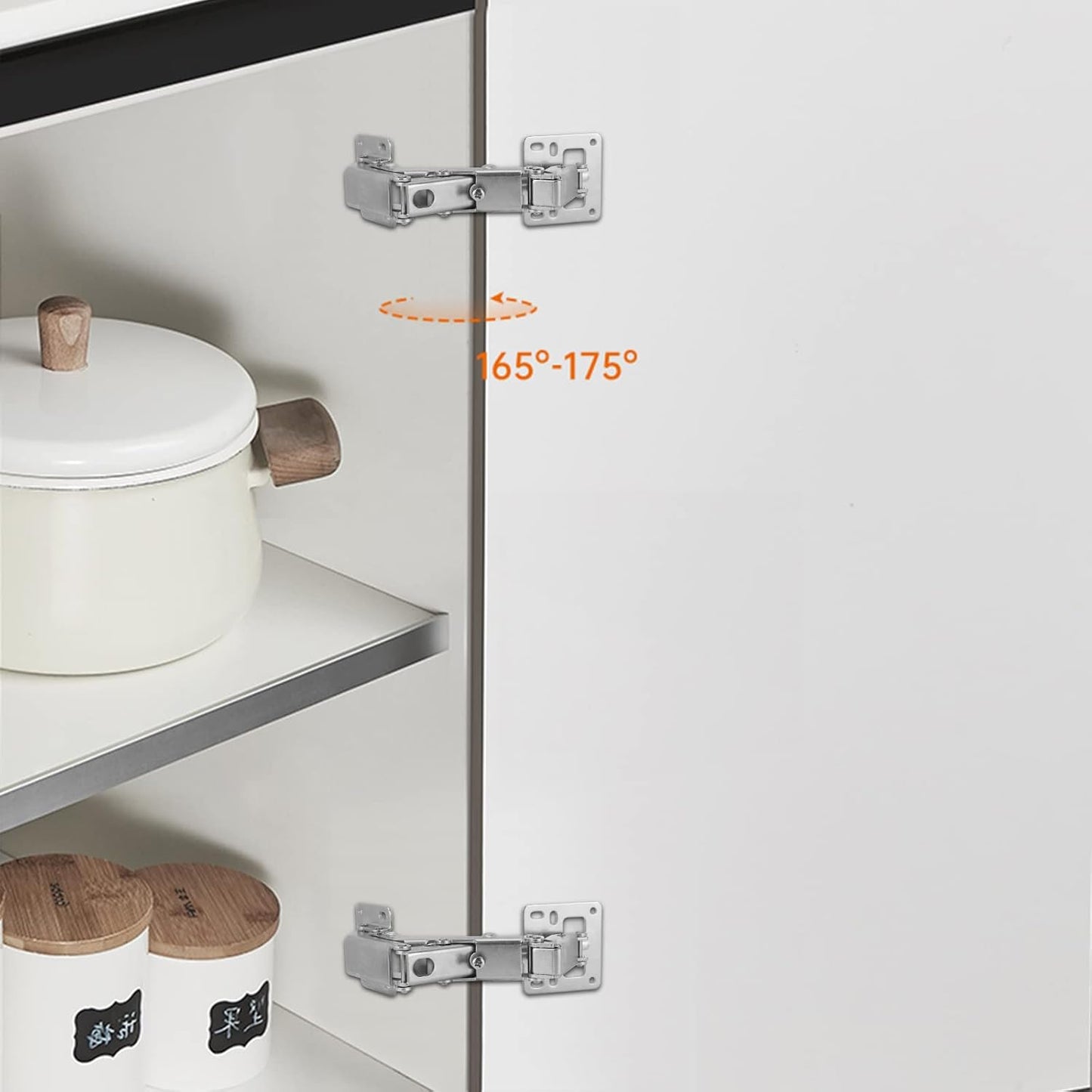 Spring-loaded hinge, 170 degrees, for kitchen cabinets, door hinges, large angle door hinges, angle stop, V1259-DP01-A-1760