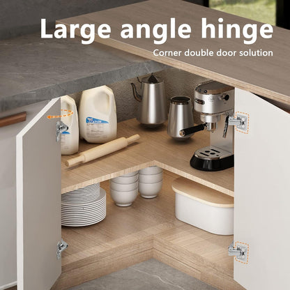 Spring-loaded hinge, 170 degrees, for kitchen cabinets, door hinges, large angle door hinges, angle stop, V1259-DP01-A-1760