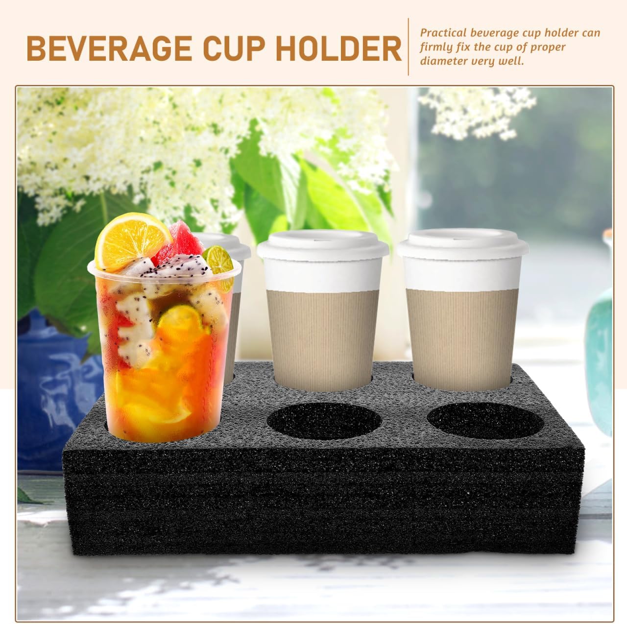 Petluno 6 Holes Takeout Beverage Cup Trays, Hot Cold Drinks Fixing Holders, Foam Coffee Carrier, Packing Tool V1259-DP01-A-1763