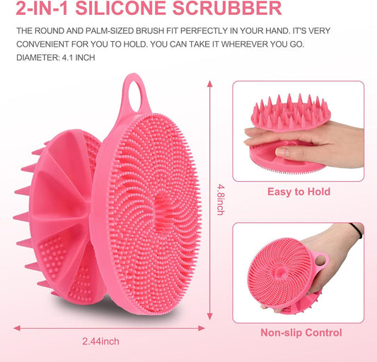 2-in-1 Silicone Body Scrubber and Scalp Massager Shampoo Brush, Food-Grade Soft Material, More Hygienic, V1259-DP01-A-1775