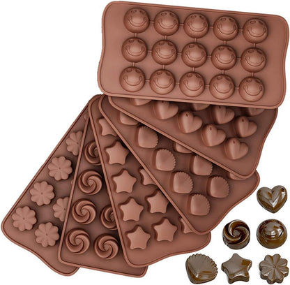6 PCS Silicone Chocolate Mould Different Shapes Melts Moulds Silicone Baking Mold Non-Stick Moulds Gift for V1259-DP01-A-1778