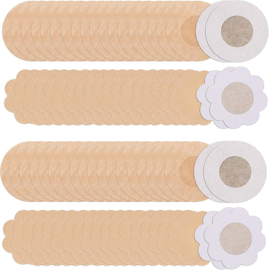 80 Pieces of Nipple Covers Breast Pasties Comfortable Adhesive Bra Disposable Satin Petals Pasties for Women V1259-DP01-A-1779