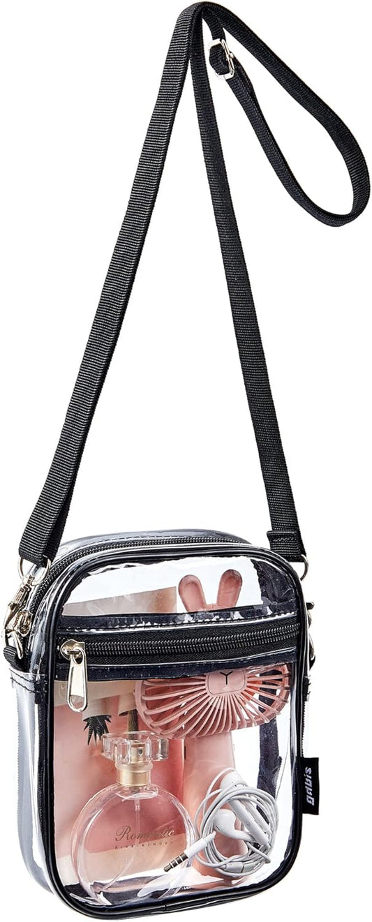 Clear Crossbody Bag, Stadium Approved Clear Purse Bag for Concerts Sports Events V1259-DP01-A-1784
