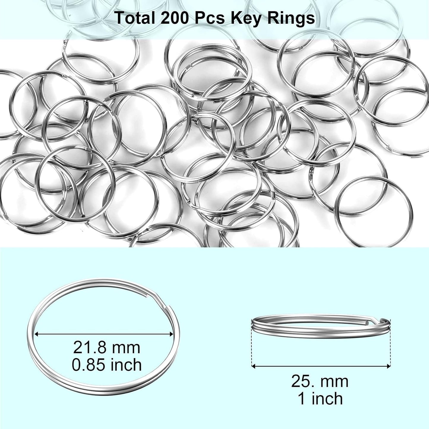 200PCS Key Rings, Split Bulk Keyrings for Keychain and Crafts (25mm) V1259-DP01-A-1785