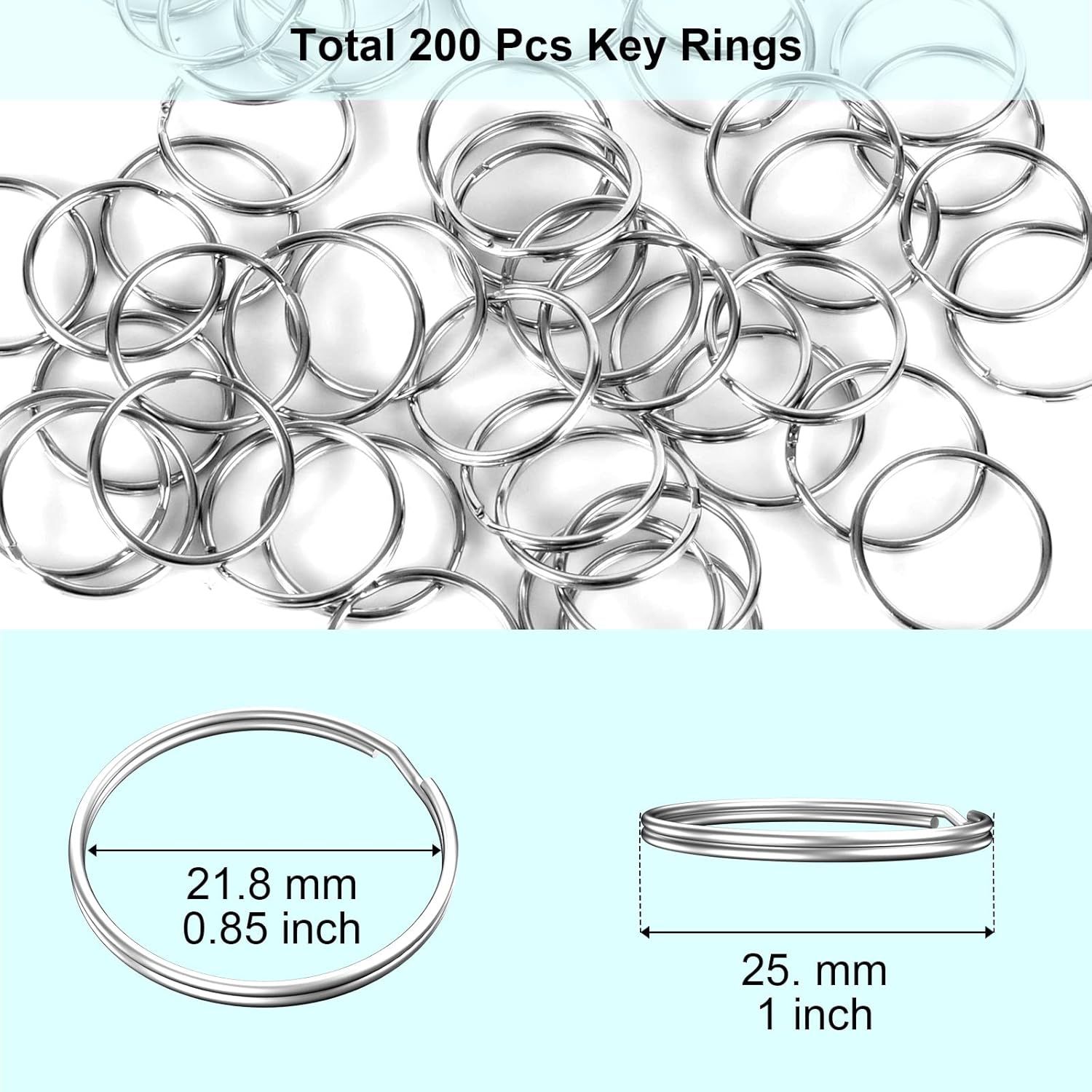 200PCS Key Rings, Split Bulk Keyrings for Keychain and Crafts (25mm) V1259-DP01-A-1785