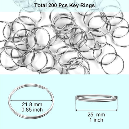 200PCS Key Rings, Split Bulk Keyrings for Keychain and Crafts (25mm) V1259-DP01-A-1785