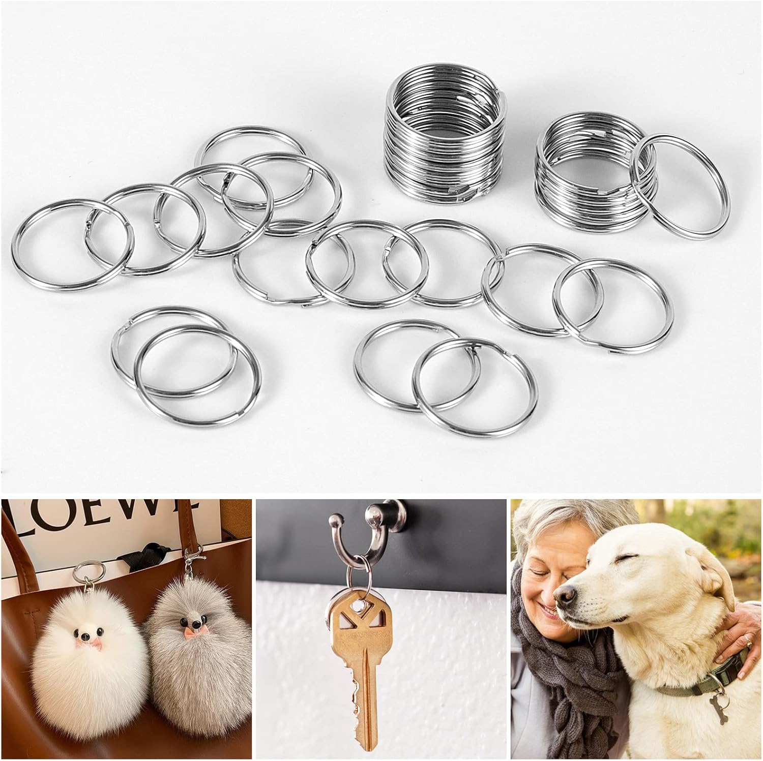 200PCS Key Rings, Split Bulk Keyrings for Keychain and Crafts (25mm) V1259-DP01-A-1785
