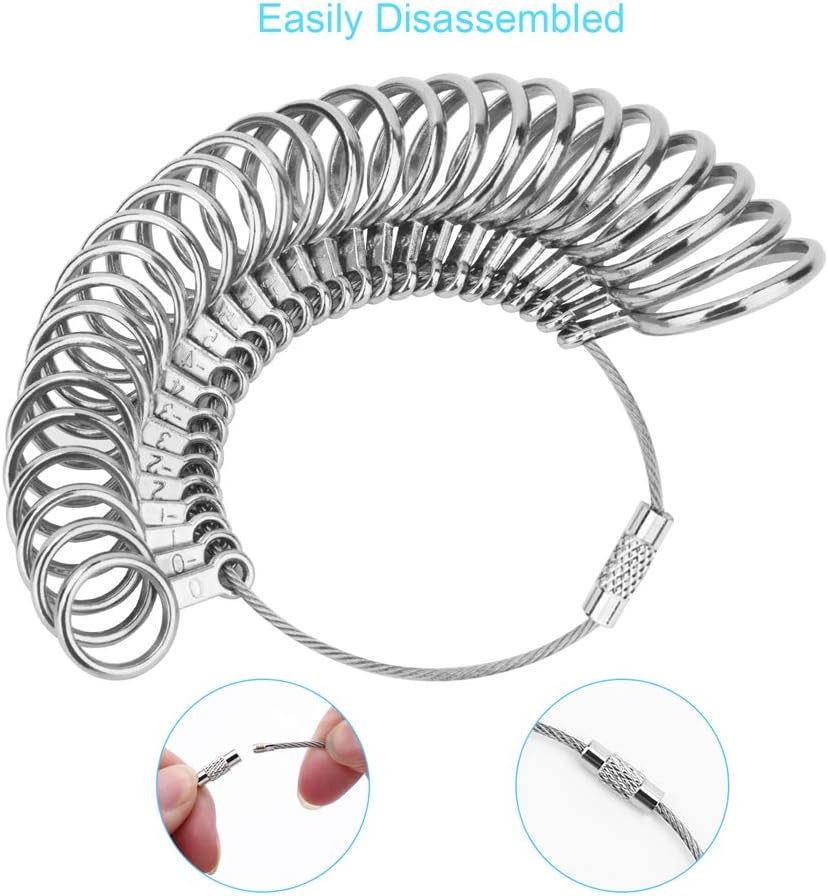 27PCS Premium Ring Sizer Measuring Tool Set, Metal Measurement Tool, Sizing Kit, Jewelry Finger Size V1259-DP01-A-1795