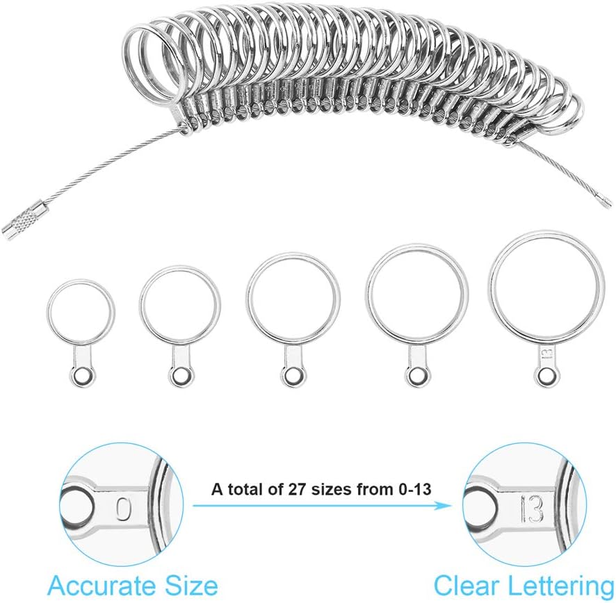 27PCS Premium Ring Sizer Measuring Tool Set, Metal Measurement Tool, Sizing Kit, Jewelry Finger Size V1259-DP01-A-1795