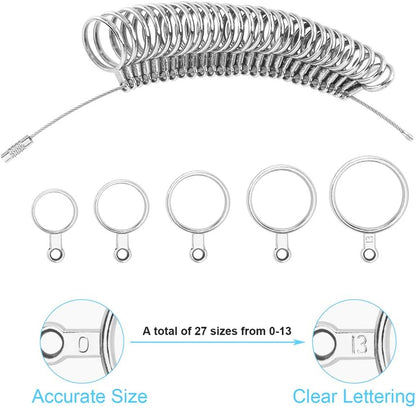 27PCS Premium Ring Sizer Measuring Tool Set, Metal Measurement Tool, Sizing Kit, Jewelry Finger Size V1259-DP01-A-1795