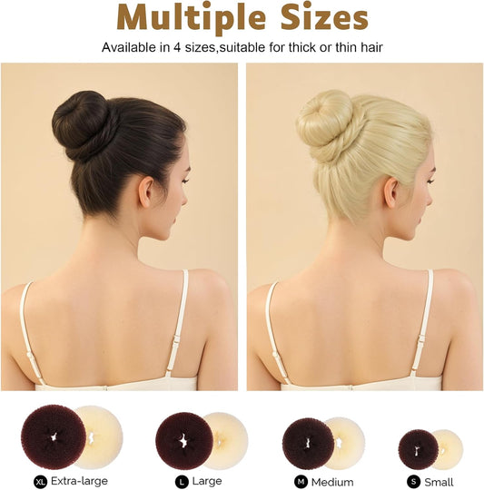 Hair Bun Maker Set, Donut Bun Maker Set With 4pcs Dark Brown &4pcs Beige(2 extra-large,2 large,2 medium and 2 V1259-DP01-A-1799