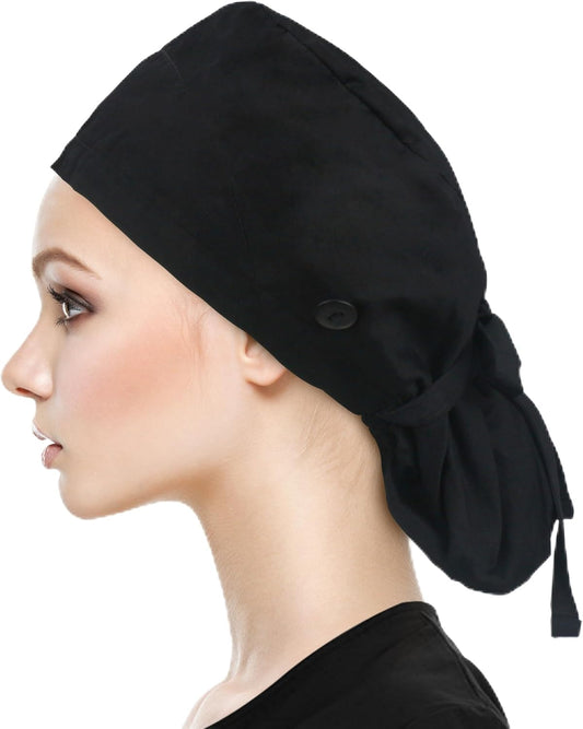 Adjustable Working Cap with Button, Cotton Working Hat Sweatband, Elastic Bandage Tie Back Hats for Women & V1259-DP01-A-1810