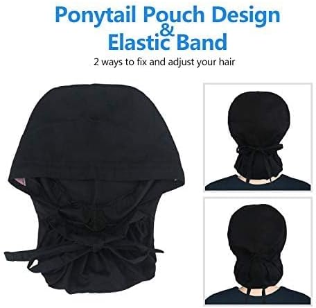 Adjustable Working Cap with Button, Cotton Working Hat Sweatband, Elastic Bandage Tie Back Hats for Women & V1259-DP01-A-1810