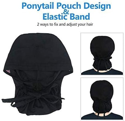 Adjustable Working Cap with Button, Cotton Working Hat Sweatband, Elastic Bandage Tie Back Hats for Women & V1259-DP01-A-1810