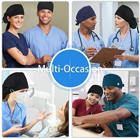 Adjustable Working Cap with Button, Cotton Working Hat Sweatband, Elastic Bandage Tie Back Hats for Women & V1259-DP01-A-1810