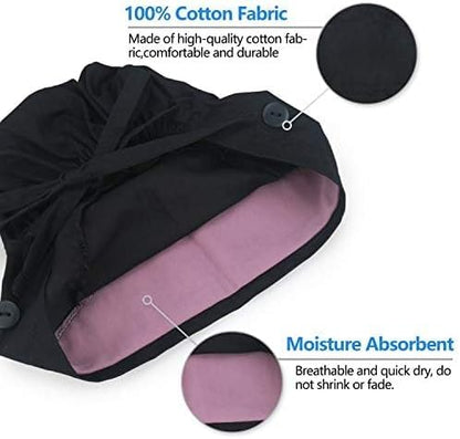 Adjustable Working Cap with Button, Cotton Working Hat Sweatband, Elastic Bandage Tie Back Hats for Women & V1259-DP01-A-1810